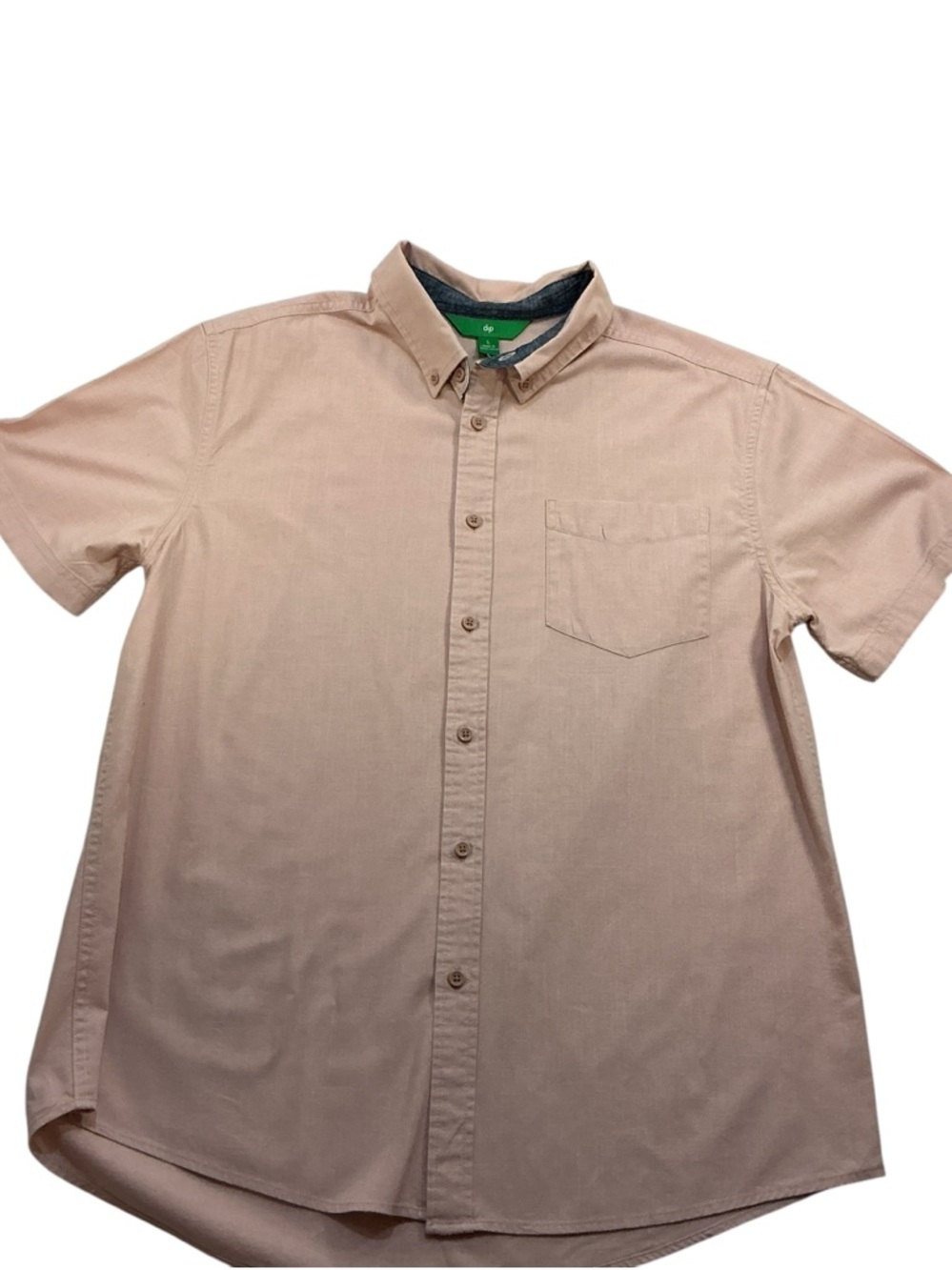 dip Casual Short-Sleeve Button-Down One Pocket Shirt in Light Pink Sz. L NWOT